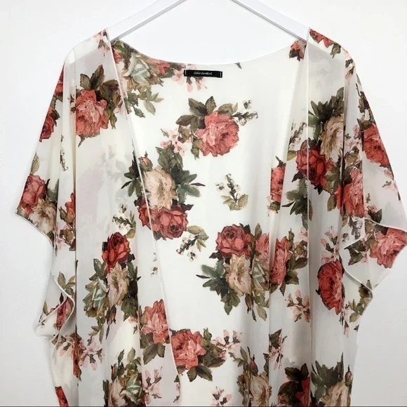 Color Swatch Floral Kimono Cardigan Top Size L - Picture 3 of 12